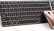 seenda Bluetooth Keyboard and Mouse Combo (USB + Dual BT), Multi-Device Rechargeable Wireless Bluetooth Mouse and Keyboard, Compatible for Win 7/8/10, MacBook Pro/Air, iPad, Tablet - Black Rose Gold