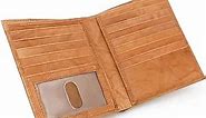 Men's RFID Cow Leather European Bifold Wallet Hipster ID Window Tan