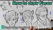 How to draw Faces / Expressions / Practice with me ✍✍