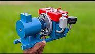 How to make mini 12v generator - Mini diesel engine generator model