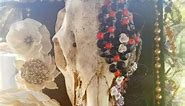 Real deer skull mounted on 8 x 10 frame. #skullart #handmadegifts #handcrafted #handpainted #spooky #skulls #recycledart #supportlocal #handmade | The Wild Iris