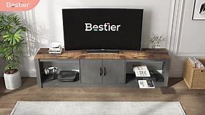 Bestier 70 in. Rustic Brown TV Stand Fits TV's Up to 75 in. LED Entertainment Center with Adjustable Shelves and Cabinet T108I-RST