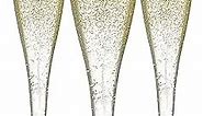 Prestee 100 Clear Disposable Champagne Flutes - Glasses for Weddings, Parties, New Years Eve, Toasting & Mimosas - 2023