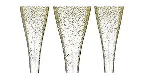 Prestee 100 Clear Disposable Champagne Flutes - Glasses for Weddings, Parties, New Years Eve, Toasting & Mimosas - 2023