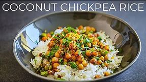 Coconut Chickpea Recipe | Easy Vegetarian dinner idea | Coconut Milk Basmati Rice
