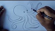 How to draw an octopus step by step