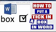 How to put a tick in a box in MS Word | Quick and Simple (2020)