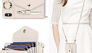 SailorTech iPhone X/XS Case with Zipper Card Holders and Strap for Women, iPhone Xs Phone Case Wallet Compatible PU Leather Button Flip Shockproof Wallet Case for iPhone X/XS-White
