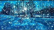 [10 Hours] Blue Winter Scenery w/ Snowfall - Video & Audio [1080HD] SlowTV