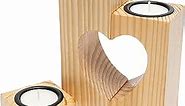 TBFM Heart Tealight Candle Holder – Set of 3 Handmade Decorative Candle Holders | Unique Gifts for Girlfriend Wife Her Wedding Romantic Decor Tea Lights | 5.9” Tall Pine Wood