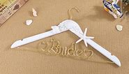 Yoande Bride Hanger for Wedding Dress Beach Wedding Decorations White Solid Wood Bride Dress Hanger with Bridal Wire Lettering for Bridal Wedding Party Gift