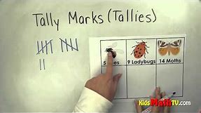 Counting with tally marks or tallies, Kinder, 1st, 2nd grades math video