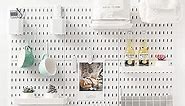 JoyBHole Pegboard Combination Kit with Shelf and Hooks No Punching for Garage Kitchen Living Room Bathroom Office,Pegboard Wall Organizer (White, 33" x 22")