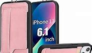 TOOVREN iPhone 13 Wallet Case iPhone 13 Case with Card Holder Phone Lanyard PU Leather iPhone 13 Case with Stand Wallet Phone Case iPhone 13 Case for Women & Men 6.1 Inch Pink