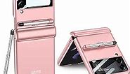COQUE Case Galaxy Z Flip 3 Cover,Hinged Folding All-Inclusive Shell with Screen Protector with Touch Stylus with Pen Holder,Folding Phone Cover for Samsung Galaxy Z Flip 3 5G-Pink