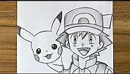 How to draw Ash and Pikachu - Step by step || Beginners drawing tutorials step by step || Art videos