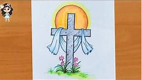 How to draw a Holy Cross easy | Easter drawing | cross drawing