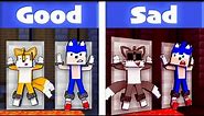 Good Ending VS Sad Ending - Knuckles + Sonic And Tails Dancing Meme (Minecraft Animation) FNF