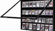 VERANI Baseball Card Display Case - 36 Graded Sports Card Display Frame - Holds Sport Cards with UV Protection Clear View Lockable Wall Cabinet for Football Basketball Hockey Trading Card Large Black