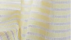 Fragrantex Yellow and White Stripe Curtains 63 inch Length for Bedroom and Living Room Linen Horizontal Striped Curtain Light Filtering Voile Grommet Top 40" Wx63 L 2 Panels