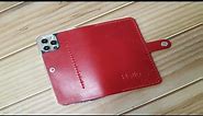 [Leather Craft] Making a red leather iPhone wallet case DIY - Free PDF Pattern