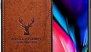 Casecious Compatible with iPhone 7 Plus or 8 Plus Soft Texture Deer Pattern Embossed Fabric Cloth TPU Cell Phone Mobile Basic Back Case Cover (Brown)