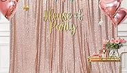 PartyDelight Rose Gold 6FT X 8FT Sparkly Sequin Backdrop Curtains for Wedding, Party, Room Decorations.