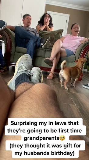 Telling my in laws they’re going to be grandparents for the first time #pregnant #pregnancyannouncement #grandma #grandpa #babytiktok