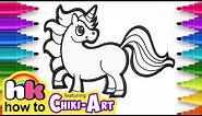 How to Draw a Unicorn Easy | Drawing and Coloring For Kids | Chiki Art | HooplaKidz How To