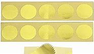 100pcs Embossing Stickers Blank Metallic Gold Certificate Seals Embossed Foil Stickers Scallop Edge Stickers Embosser Stamp Sealing Blank Certificate Self-Adhesive Stickers Notary Seals(Gold)