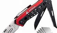 edcfans Folding Pocket Utility Knife Box Cutter with Flat Head and Phillips Screwdriver, Razor Knife with Quick Change Blades Lock Back Design (10 Blades), Stainless Steel