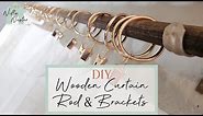 DIY Wooden Curtain Rod | DIY Curtain Rod Brackets | Long Curtain Rod | How To Install And Hang