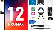 for iPhone 12 Pro Max Screen Replacement with Front Speaker Proximity Sensor LCD 6.7" Display Digitizer 3D Touch Full Assembly Front 12 Promax Glass Repair Kit Fix Tool A2342 A2410 A2411 A2412
