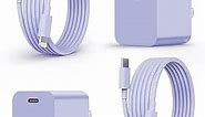iPhone Fast Charger,2Pack 20W Apple MFi Certified Type C Block Fast Charging with 10 Foot Long USB C to Lightning Cable Cord Compatible with iPhone 14/13/12/11/Pro/Pro Max/11/Xs Max/XR/X,iPad,Purple