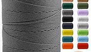 Macrame Cotton Cord 4mm x 547yds, ZUEXT Natural Handmade Gray Braided Cords 4 Strands Knitted Rope String for Craft Wall Hanging Weaving Tapestry Dream Catchers Hanger DIY Gift (500m)