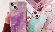 for Samsung Galaxy A22 5G Case, Soft TPU + IMD Marble Pattern Slim Design Enhanced Camera and Screen Protection Girls and Women Case for Samsung Galaxy A22 5G YBBK Purple A