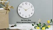 Wall Clock - White Kitchen Wall Clocks Battery Operated, Small Silent Non-Ticking, Simple Wooden Clock Decorative for Bathroom, Living Room, Office, Bedroom, Home(10")