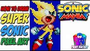 How to Draw Super Sonic the Hedgehog - Sonic Mania Pixel Art Drawing Tutorial