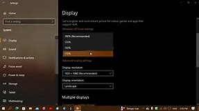 Windows 10 Settings app Scale and Layout Make everything bigger or smaller on screen