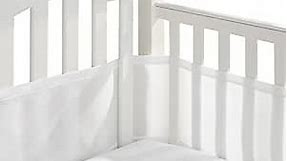 BreathableBaby Breathable Mesh Liner for Full-Size Cribs, Classic 3mm Mesh, White (Size 4FS Covers 3 or 4 Sides)