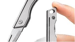 KeyUnity KK06 Mini EDC Pocket Knife, Small Titanium Folding Knife with Built-in Keychain Hole for Everyday Carry