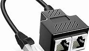 Ethernet Splitter 1 to 2 RJ45 Network Male to Female Adapter, Suitable Super Cat5-8, Cmpatible with ADSL/Hubs/TVs/Set-top Boxes/Routers/omputers (Only Support one Works at one time)