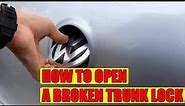 How to open a broken trunk lock (boot unlock) VW Golf Mk5, Golf GTI, Passat, Seat, Audi