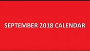 September 2018 Calendar Printable, Holidays, Blank, PDF