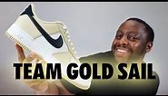Nike Air Force 1 Team Gold Sail Black On Foot Sneaker Review QuickSchopes 537 Schopes DV7186-700