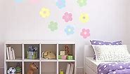 AnFigure 16Pcs Danish Pastel Flower Wall Decals Aesthetic Cute Flowers Wall Stickers Girls Bedroom Bathroom College Hippie Wall Decal Pink Green Blue Yellow Purple Cute Flowers Colorful Wall Decor