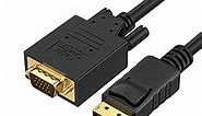 CableCreation Displayport to VGA Cable 6FT, Displayport to VGA Adapter Gold Plated 1080P@60Hz, Standard DP Male to VGA Male Cable, Compatible with Laptop, PC, TV, Projector, Black