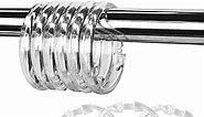 Premium Plastic Shower Curtain Rings Shower Curtain Hooks Gliding on Standard Shower Rods Easy Snap Closure (O Shape,Clear,12Pcs)