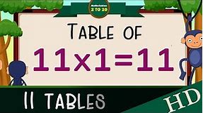 11x1=11Multiplication, Table of Eleven 11 Tables Song Multiplication Time of tables - MathsTables