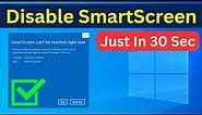 How To Fix SmartScreen Can't Be Reached Right Now Windows 10 Or 11 | Disable SmartScreen (Easy Way)